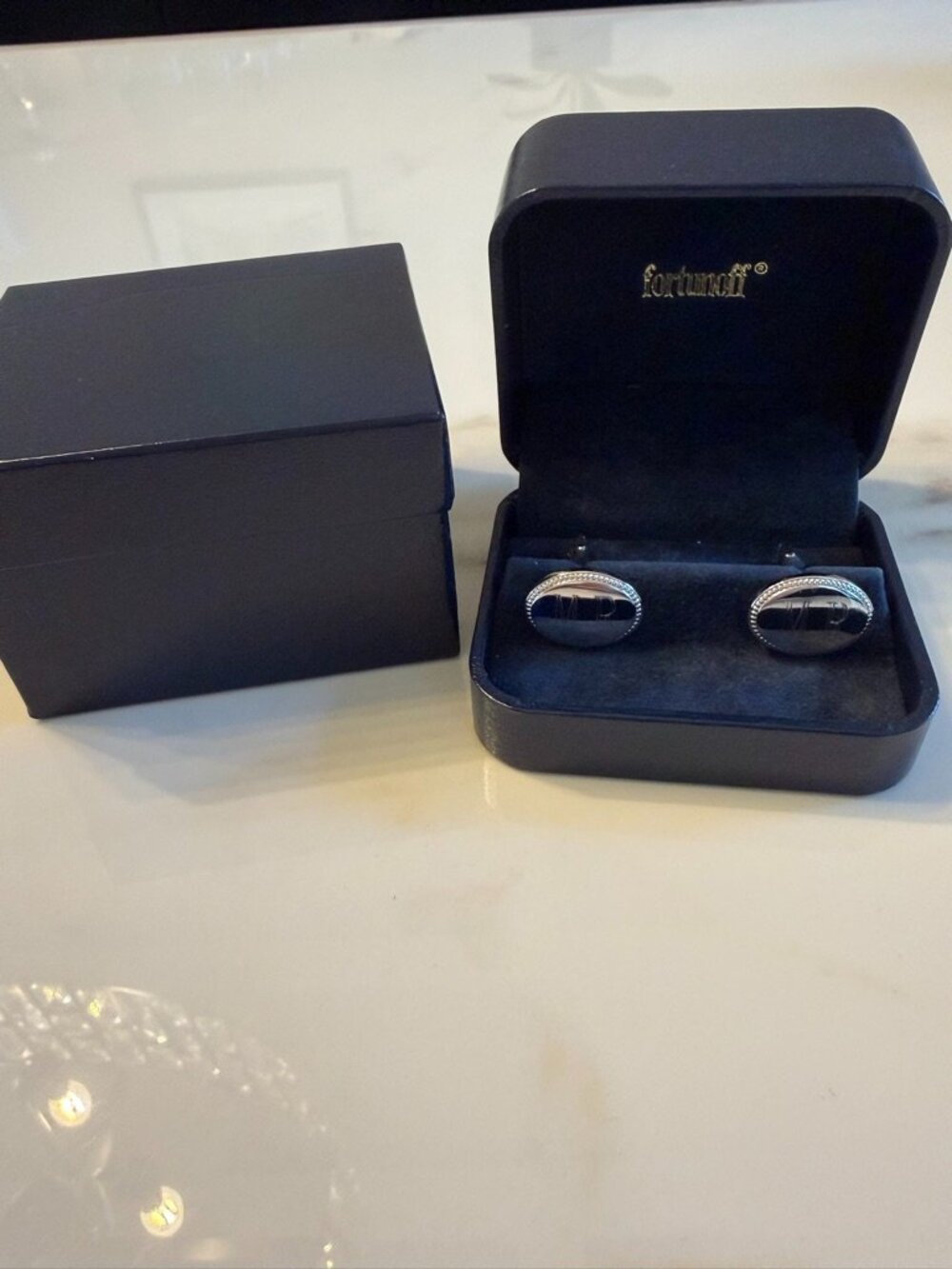 Sterling Silver Cuff Links, engraved with initials MR